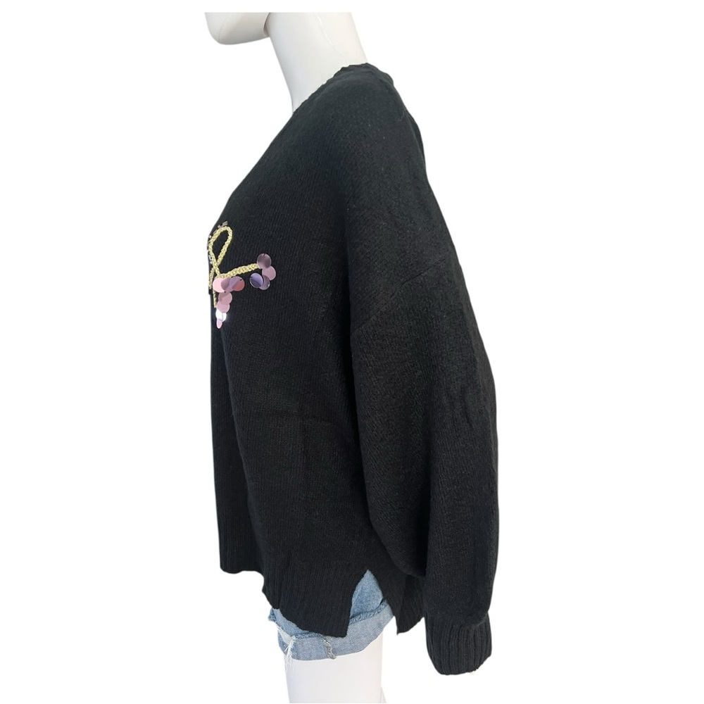 AND THE WHY oversized “CHEERS” black holiday sweater S/M M/L combo size - Picture 9 of 11